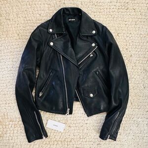 NWT Buck Mason Leather Moto Jacket size XS Women’s